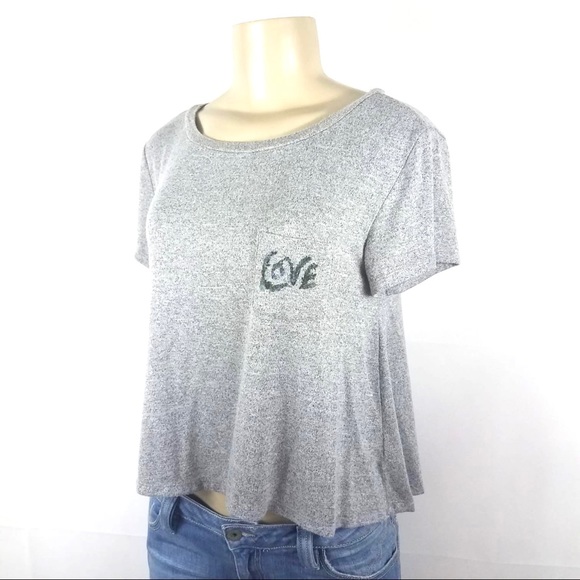 American Eagle Outfitters Tops - AMERICAN EAGLE Gray Loose “Love” Shirt XS / Small